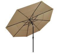 Ombrellone a 3 Livelli con Palo in Alluminio Grigio Talpa 3,5 m