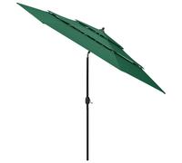Ombrellone a 3 Livelli con Palo in Alluminio Verde 3 m