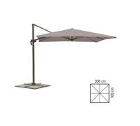 VERDELOOK Ombrellone a Braccio Deluxe reclinabile con Struttura in Alluminio Color Tortora, 3x3 m