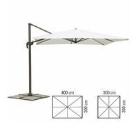 Ombrellone a braccio Deluxe Bianco 3x4 3x3m braccio decentrato per giardino ecru