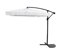 OMBRELLONE A BRACCIO LATERALE DA GIARDINO 3X3MT PROTEZIONE SOLE BIANCO CON BASE