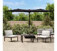 vidaXL Ombrellone a Doppia Testa con LED Nero 316x145 cm