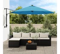 vidaXL Ombrellone a Parete con LED Blu Mare 290 cm