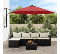 vidaXL Ombrellone a Parete con LED Rosso Chiaro 290 cm