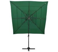 Ombrellone a Sbalzo 4 Livelli Palo Alluminio 250x250 cm Verde