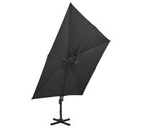 Ombrellone a Sbalzo con Doppia Copertura 300x300 cm Nero