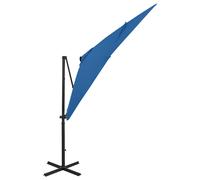 Ombrellone a Sbalzo con Palo e Luci a LED Azzurro 250 cm