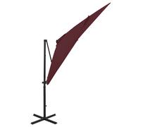 vidaXL Ombrellone A Sbalzo Con Palo E Luci A Led Rosso Bordò 250 cm impermeabile resistente per esterni impermeabile resistente per esterni impermeabi - rosso 312326