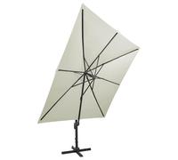 Ombrellone a Sbalzo con Palo e Luci a LED Sabbia 300 cm