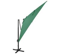 Ombrellone a Sbalzo con Palo e Luci a LED Verde 300 cm