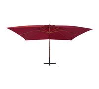 Ombrellone a Sbalzo con Palo in Legno 400x300 cm Rosso Bordeaux
