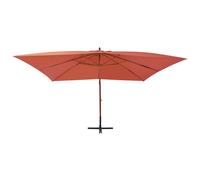 Ombrellone a Sbalzo con Palo in Legno 400x300 cm Terracotta
