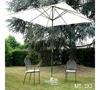 OMBRELLONE CATHAY MT. 3X3 COLORE ECRU SENZA SNODO APERTURA CON CARRUCOLA