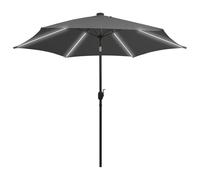vidaXL Ombrellone con Luci a LED e Palo in Alluminio Parasole Protezione per Il Sole Telo Protettivo Tenda Accessori da Esterni 300 cm Antracite