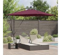 Ombrellone con strisce LED Rosso Bordeaux 249 x 249 x 250 cm