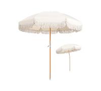 Ombrellone da esterno da 180 cm, con frangia, protezione UV, regolabile, con borsa per il trasporto, perfetto per balcone, piscina e giardino, 8 stecche resistenti
