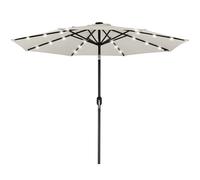 BAKAJI Ombrellone da Giardino Diametro 270 cm con Luci Led e Sistema Antivento, Parasole da Esterno con 8 Ribs Stecche, Airvent, Ideale per Bar, Ristorante, Patio, Balcone, Apertura Manovella (Beige)
