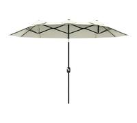 Ombrellone da Giardino 295x152x222 cm Copertura Doppia Inclinabile con Apertura a Manovella Beige