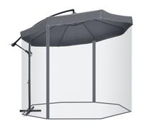Ombrellone da Giardino 295x295x242 cm con Zanzariera e Base a Croce Grigio