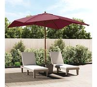 Ombrellone da Giardino 3x3m, Palo in Legno Teak con Doppia Carrucola, Tessuto UV 50+ Rosso Bordeaux, per Piscina Balcone e Spiaggia, 300 x 300 x 273 cm