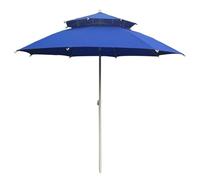 Ombrellone da giardino a 2 strati, ombrellone da giardino da esterno da 2,5 m, ombrellone da tavolo con 8 stecche e regolazione 'inclinazione, traspirante e ventilato(Blue)