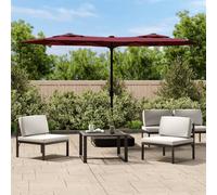 Ombrellone da Giardino a Doppia Testa Rosso Bordeaux 316x145 cm