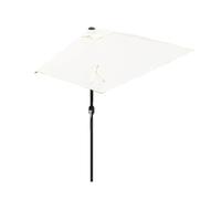 Ombrellone da Giardino a Mezzaluna 200x100 cm, Ombrellone da Parete per Esterni 250x130 cm con Manovella e 5 Stecche, Ombrellone con Protezione UV per Balcone, Portico(Beige,250x130cm)