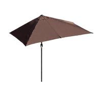 Ombrellone da Giardino a Mezzaluna 200x100 cm, Ombrellone da Parete per Esterni 250x130 cm con Manovella e 5 Stecche, Ombrellone con Protezione UV per Balcone, Portico(Brown,250x130cm)