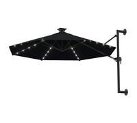 Ombrellone da Giardino a Parete con LED 300 cm Nero