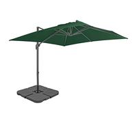 Ombrellone da Giardino con Base Portatile, Verde 4x3m, Telaio in Alluminio, Rotazione 360°, Resistente UV, per Piscina Spiaggia Balcone, Include Base a Croce