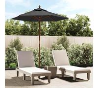 vidaXL Ombrellone da Giardino con Palo in Legno Nero 196x231 cm