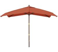 Ombrellone da Giardino con Palo in Legno, Tessuto UV 300x300 cm, Design Ventilato con 8 Stecche, Sistema a Doppia Carrucola, per Piscina Balcone Spiaggia, Terracotta, 300 x 300 x 273 cm
