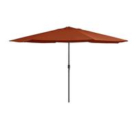 Ombrellone da Giardino con Palo Metallico 390 cm, Diametro 247 cm, Tessuto Poliestere Resistente UV, Meccanismo a Manovella, Colore Terracotta, per Esterni, Piscina e Spiaggia