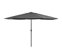 Ombrellone da Giardino con Palo Metallico 390 cm, Tessuto UV 100% Poliestere, 8 Stecche Rinforzate, Meccanismo a Manovella, Antracite, 247 cm Altezza