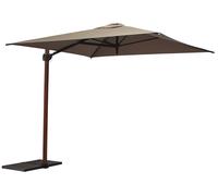 Ombrellone da Giardino Decentrato 2,5x2,5m Palo in Alluminio Effetto Legno Tessuto Poliestere Trend Wood Taupe