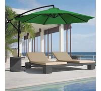 Ombrellone da Giardino Decentrato 3x3 Mt Palo Alluminio Chiusura a Manovella Base a Croce Sistema Air Vent Arredamento Esterno Gazebo Piscina Giardino Terrazzo Ambienti Esterni (Verde)