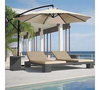 Ombrellone Giardino Decentrato 3x3 Mt Beige Palo Alluminio Gazebo Piscina
