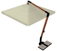 Ombrellone da Giardino Decentrato 3x3m in Legno Telo in Acrilico con Balza Danieli San Francisco Ecrù