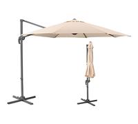 Ombrellone da Giardino Decentrato da Esterno Beige Diametro 3M con Base a Croce