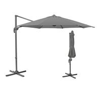 Ombrellone da Giardino Decentrato da Esterno Grigio Diametro 3M con Base a Croce