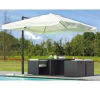 Ombrellone da Giardino Decentrato in Alluminio 3x3m con Manovella Vorghini Crank Antracite e Ecrù