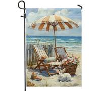 Ombrellone da giardino, decorazione estiva a forma di coniglietto costiero, doppia faccia a tema spiaggia bandiera da cortile per feste all'aperto decorazione prato 30,5 x 45,7 cm