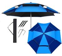 Ombrellone da Giardino - Ombrellone da Spiaggia Portatile - Ombrellone da Esterno - Ombrellone da Pesca A Doppio Strato, Ventilazione, Antipioggia, Crema Solare, Rotazione A 360°, Blue, 1.8m/5.9ft
