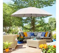 Ombrellone da giardino Outsunny Ø2,5X2,4 m con manovella e palo inclinabile Crema