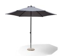 Ombrellone da giardino quadrato 2x2 mt nero con palo centrale grigio in alluminio e telo in poliestere 4 stecche