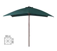 VERDELOOK Ombrellone in Legno a carrucola, 3x3 m, Verde Scuro, per arredo Esterni Giardino