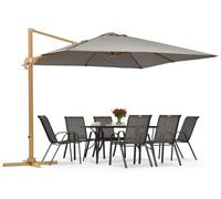 Ombrellone da giardino Siena 3x3m in legno con copertura grigia Garden Point