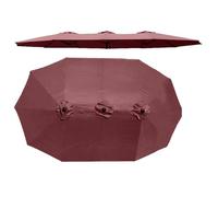 ombrellone da giardino, Telo di ricambio for ombrellone da 15', 12 stecche, doppio lato, copertura superiore, grande telo di ricambio for ombrellone triplo, for mercato, patio, giardino(Burgundy)