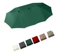 ombrellone da giardino, Telo di ricambio for ombrellone da giardino grande, 15 piedi, con doppia facciata, 12 stecche, tela anti-UV, for ombrellone da giardino, da mercato(Dark green)
