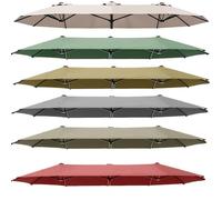 ombrellone da giardino, Telo di ricambio for ombrellone da mercato a doppia faccia, 15 piedi, 12 stecche, grande, for ombrellone da giardino, triplo, anti-UV, impermeabile, in tela.(Gray)